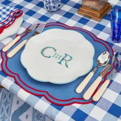 Sale Mrs. Alice Camilla Blue & Red Linen Placemats (Set Of 4)