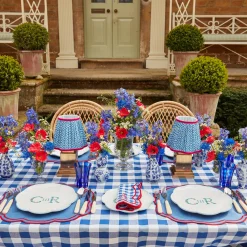 Sale Mrs. Alice Camilla Blue & Red Linen Placemats (Set Of 4)
