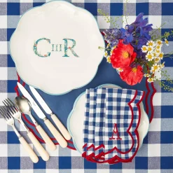 Sale Mrs. Alice Camilla Blue & Red Linen Placemats (Set Of 4)