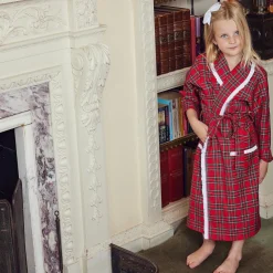 New Mrs. Alice Children's Red Tartan Frilled Dressing Gown
