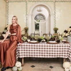 New Mrs. Alice Chocolate Gingham Tablecloth