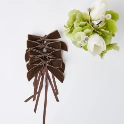 Clearance Mrs. Alice Chocolate Velvet Mini Bows (Set Of 4)
