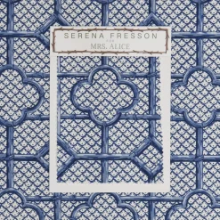 Outlet Mrs. Alice Cobalt Blue Bamboo Trellis Fabric