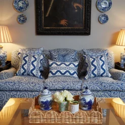 Discount Mrs. Alice Cobalt Blue Ikat Stripe Fabric