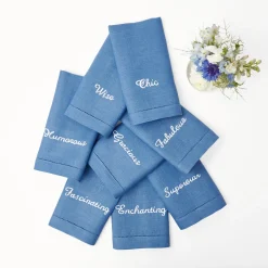 Best Mrs. Alice Compliment Blue Linen Napkins (Set Of 8)