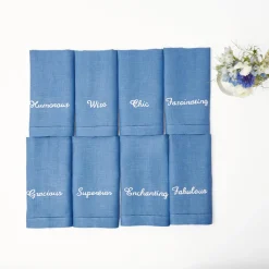 Best Mrs. Alice Compliment Blue Linen Napkins (Set Of 8)