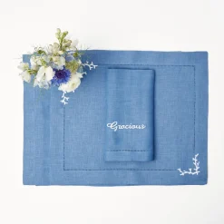 Best Mrs. Alice Compliment Blue Linen Napkins (Set Of 8)