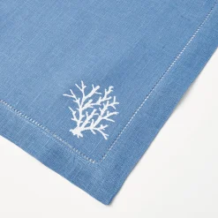 New Mrs. Alice Coral Blue Linen Napkins (Set Of 4)