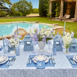 New Mrs. Alice Coral Blue Linen Napkins (Set Of 4)