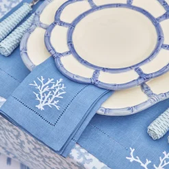 Discount Mrs. Alice Coral Blue Linen Placemats (Set Of 4)