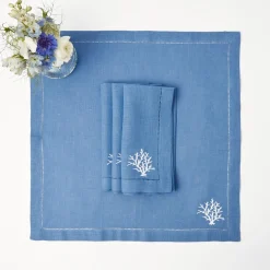 New Mrs. Alice Coral Blue Linen Set