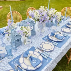 New Mrs. Alice Coral Blue Linen Set