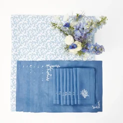 New Mrs. Alice Coral Blue Linen Set