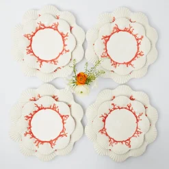 New Mrs. Alice Coral Dinner & Starter Plates (Set Of 8)