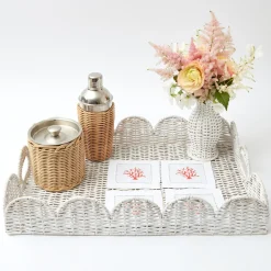 Hot Mrs. Alice Coral Linen Cocktail Napkins (Set Of 4)