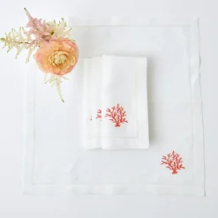 Sale Mrs. Alice Coral Linen Napkins (Set Of 4)
