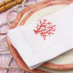 Sale Mrs. Alice Coral Linen Napkins (Set Of 4)