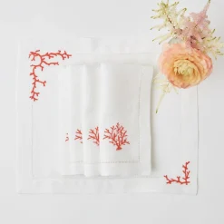 Sale Mrs. Alice Coral Linen Napkins (Set Of 4)
