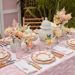 Clearance Mrs. Alice Coral Linen Placemats & Napkins (Set Of 4)