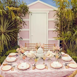 Clearance Mrs. Alice Coral Linen Placemats & Napkins (Set Of 4)