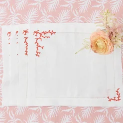 Mrs. Alice Coral Linen Placemats (Set Of 4)