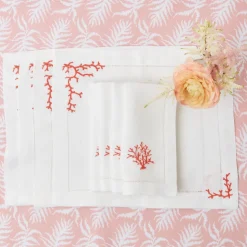 Mrs. Alice Coral Linen Placemats (Set Of 4)