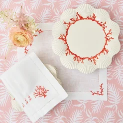 Mrs. Alice Coral Linen Placemats (Set Of 4)