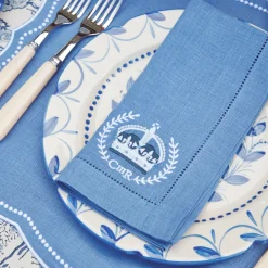 Clearance Mrs. Alice Coronation Blue Linen Napkins (Set Of 4)