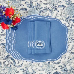 Clearance Mrs. Alice Coronation Blue Linen Napkins (Set Of 4)