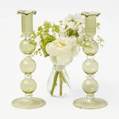 Best Mrs. Alice Eden Green Fluted Candle Holders (Pair)