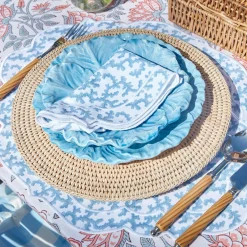 Outlet Mrs. Alice Edie Blue Coral Placemats & Napkins (Set Of 4)