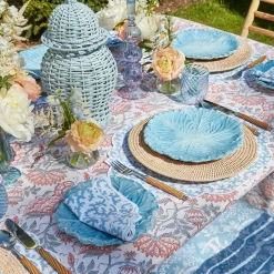 Outlet Mrs. Alice Edie Blue Coral Placemats & Napkins (Set Of 4)