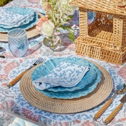 Outlet Mrs. Alice Edie Blue Coral Placemats & Napkins (Set Of 4)