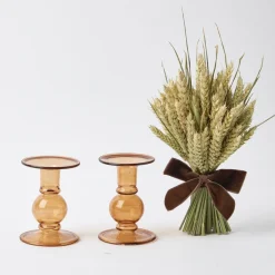 Sale Mrs. Alice Elise Small Amber Candle Holder (Pair)