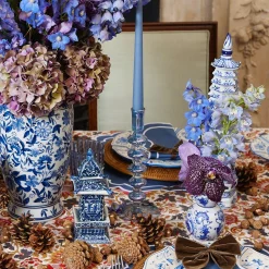 Mrs. Alice Elodie Blue Candle Holders (Pair)