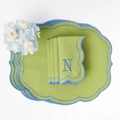 Outlet Mrs. Alice Eloise Green And Blue Placemats & Napkins (Set Of 4)