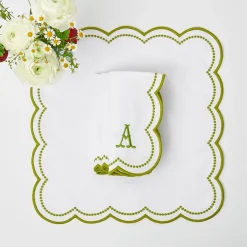 Discount Mrs. Alice Elsa White & Green Napkins (Set Of 4)