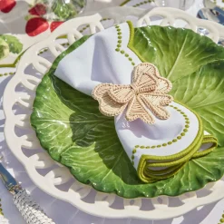 Best Mrs. Alice Elsa White & Green Napkins (Set Of 4)