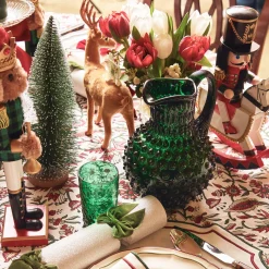 Hot Mrs. Alice Emerald Green Hobnail Glasses & Jug Set