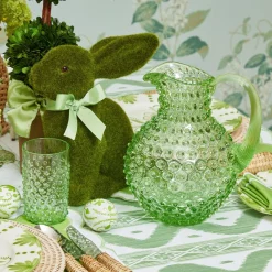 Hot Mrs. Alice Emerald Hobnail Glasses & Jug Set