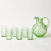 Clearance Mrs. Alice Emerald Hobnail Glasses & Jug Set