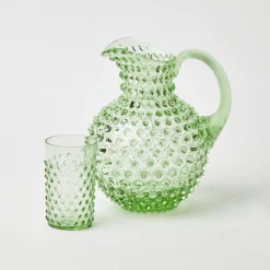 New Mrs. Alice Emerald Hobnail Glasses & Jug Set