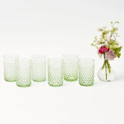 Clearance Mrs. Alice Emerald Hobnail Glasses (Set Of 6)