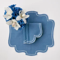 Online Mrs. Alice Eve Blue Linen Napkins (Set Of 4)