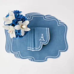 Online Mrs. Alice Eve Blue Linen Napkins (Set Of 4)