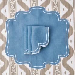 Online Mrs. Alice Eve Blue Linen Napkins (Set Of 4)