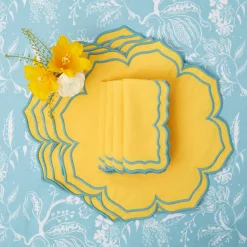 Outlet Mrs. Alice Fleur Yellow Placemats & Napkins (Set Of 4)