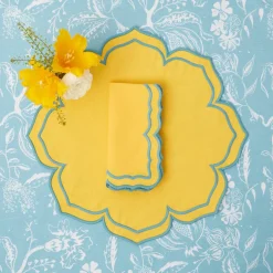 Outlet Mrs. Alice Fleur Yellow Placemats & Napkins (Set Of 4)