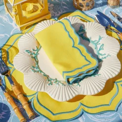 Outlet Mrs. Alice Fleur Yellow Placemats & Napkins (Set Of 4)