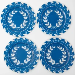 Clearance Mrs. Alice French Blue Garland Dinner Plates (Set Of 4)
